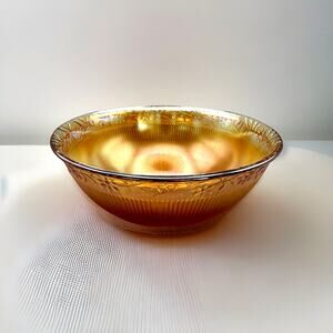 Vintage Fenton Carnival Glass 9" Luminescent Vintage Ribbed Embossed Flowers